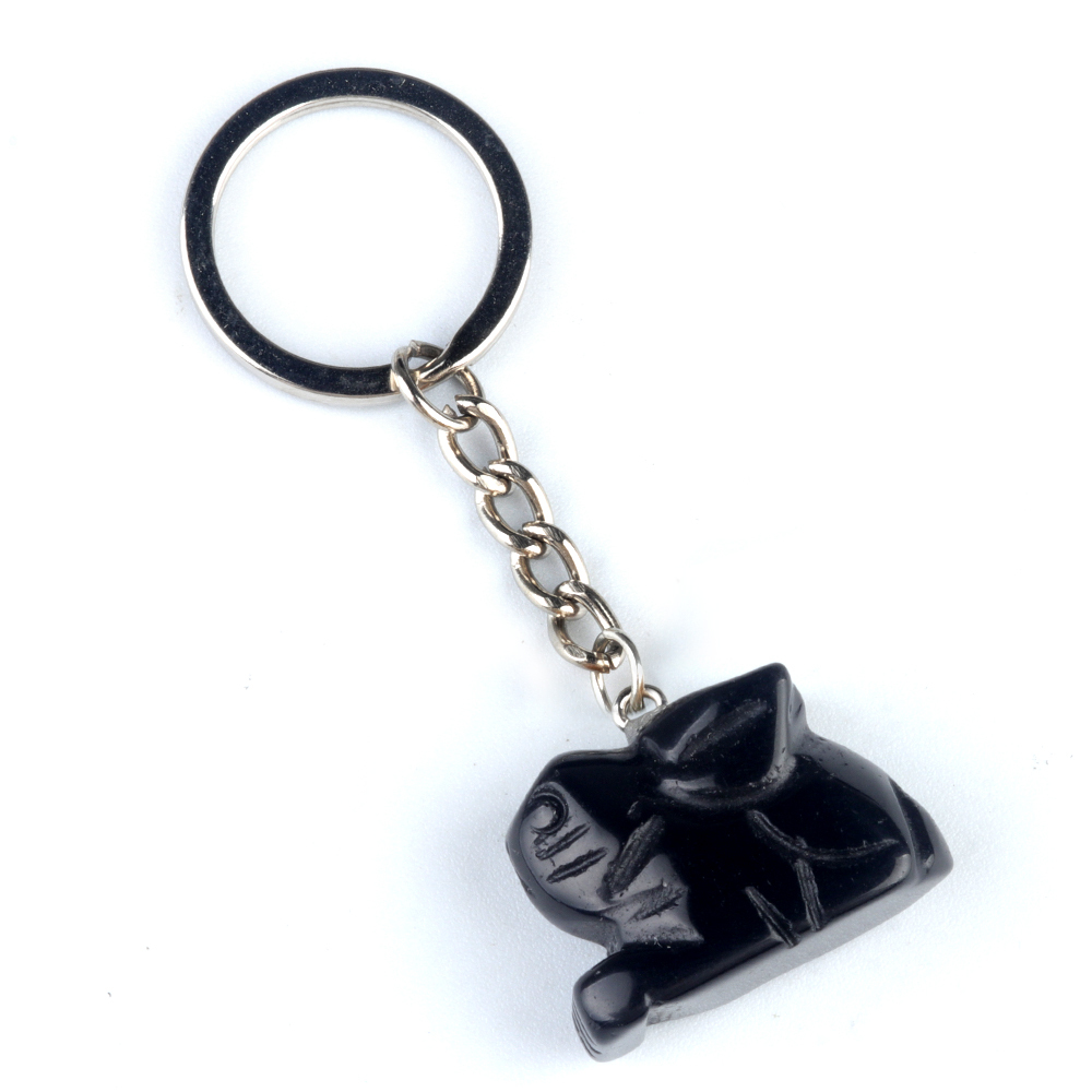 Handmade Craved 1.0Inch Rabbit Gemstone Pendant keychain
