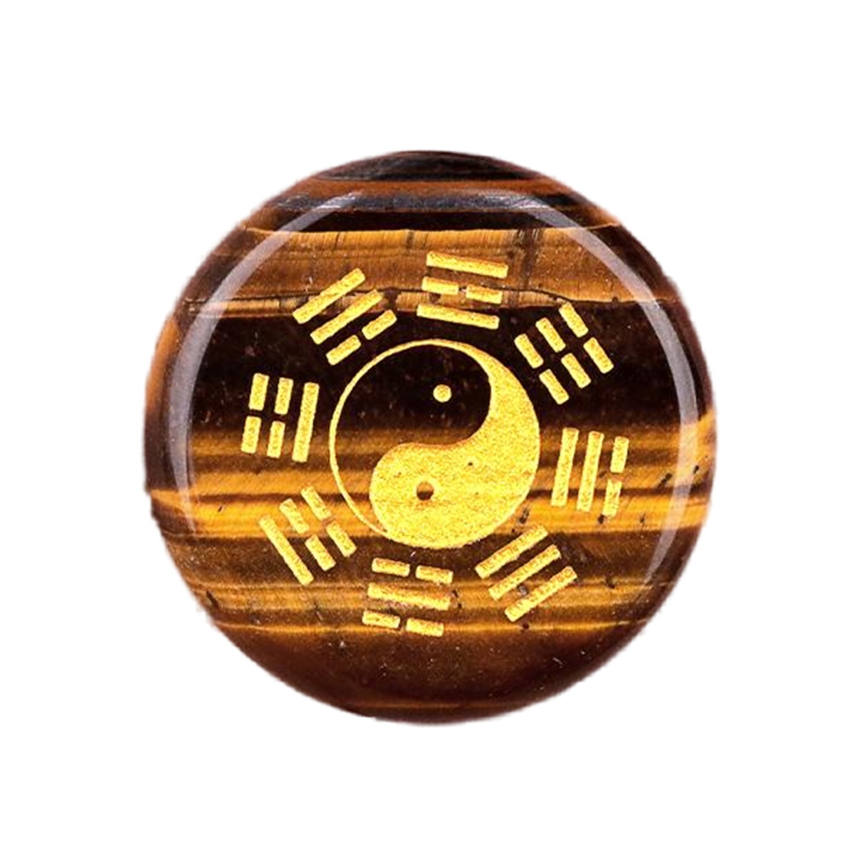 Gemstone 25MM Circular Disc Mat Handmade Craved Pattern-Taiji Bagua For Home Decor