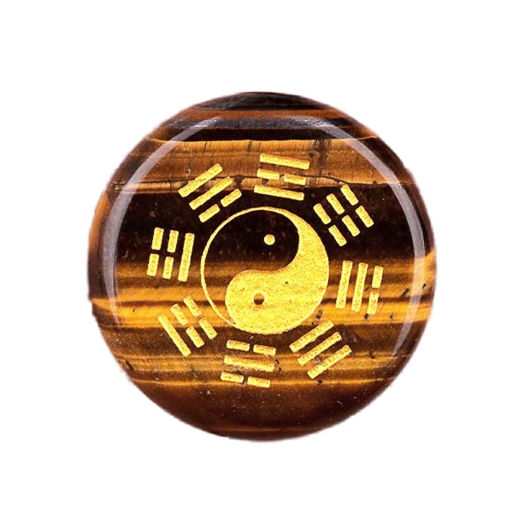 Gemstone 25MM Circular Disc Mat Handmade Craved Pattern-Taiji Bagua For Home Decor