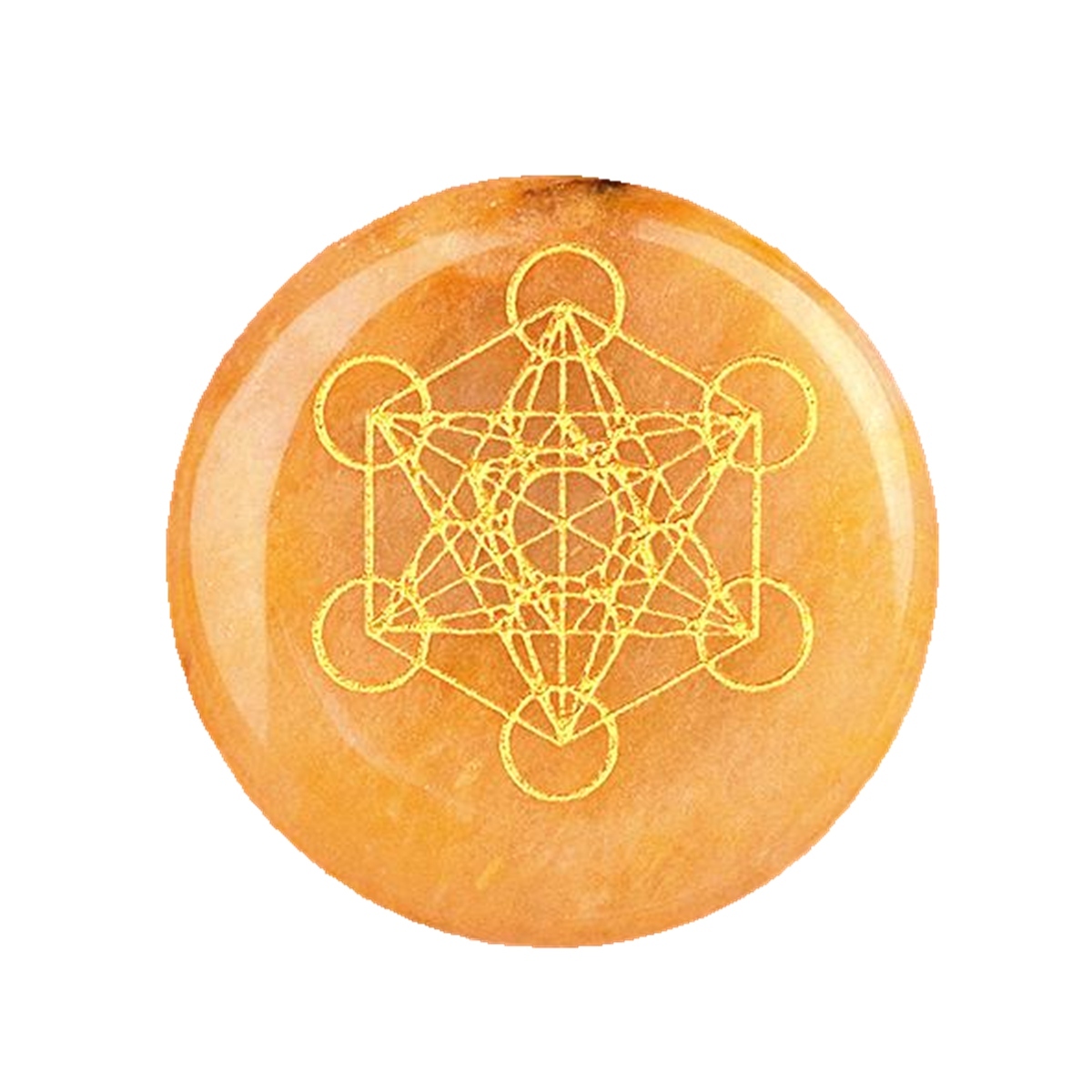 Gemstone 25MM Circular Disc Mat Handmade Craved Pattern-Metatron's Cube For Home Decor