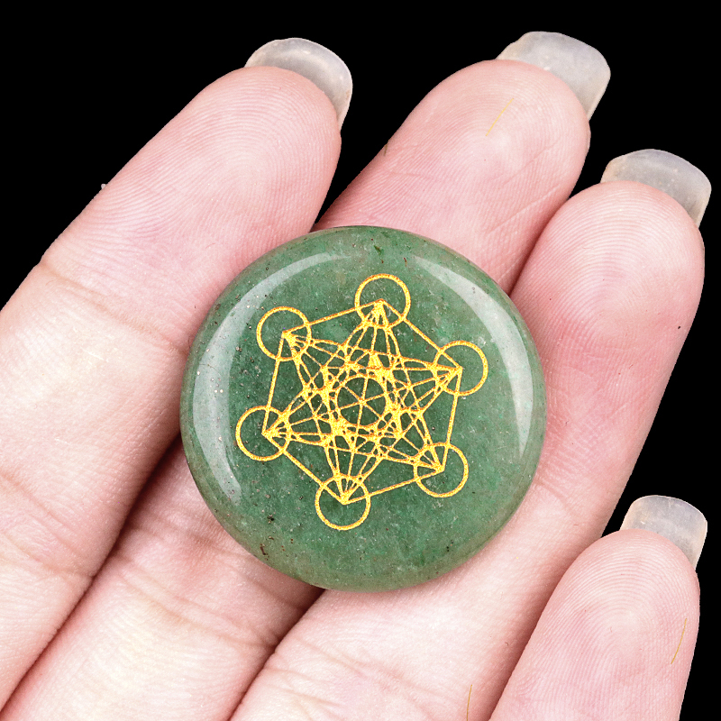 Gemstone 25MM Circular Disc Mat Handmade Craved Pattern-Taiji Bagua For Home Decor