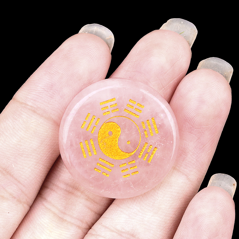 Gemstone 25MM Circular Disc Mat Handmade Craved Pattern-Metatron's Cube For Home Decor