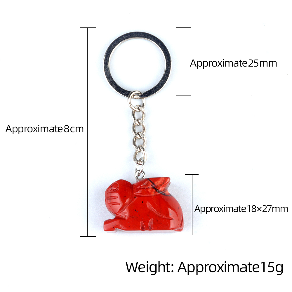 Handmade Craved 1.0Inch Rabbit Gemstone Pendant keychain