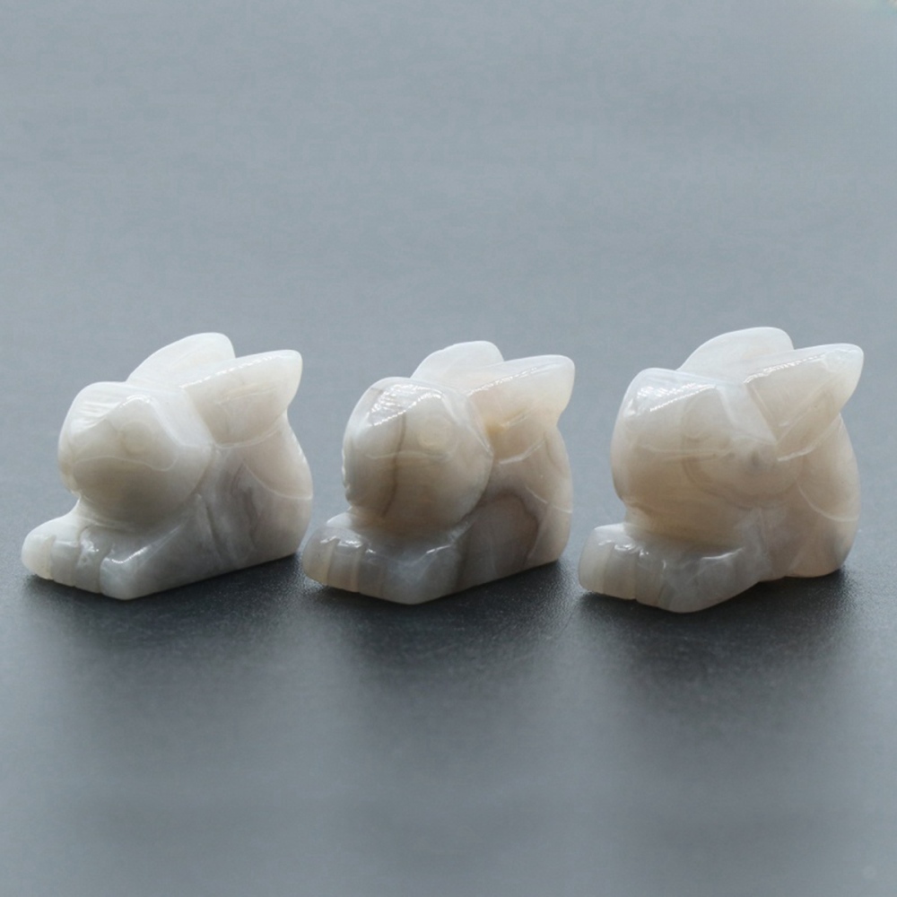 Handmade Craved  1.0Inch Rabbit Gemstone for Home Decor