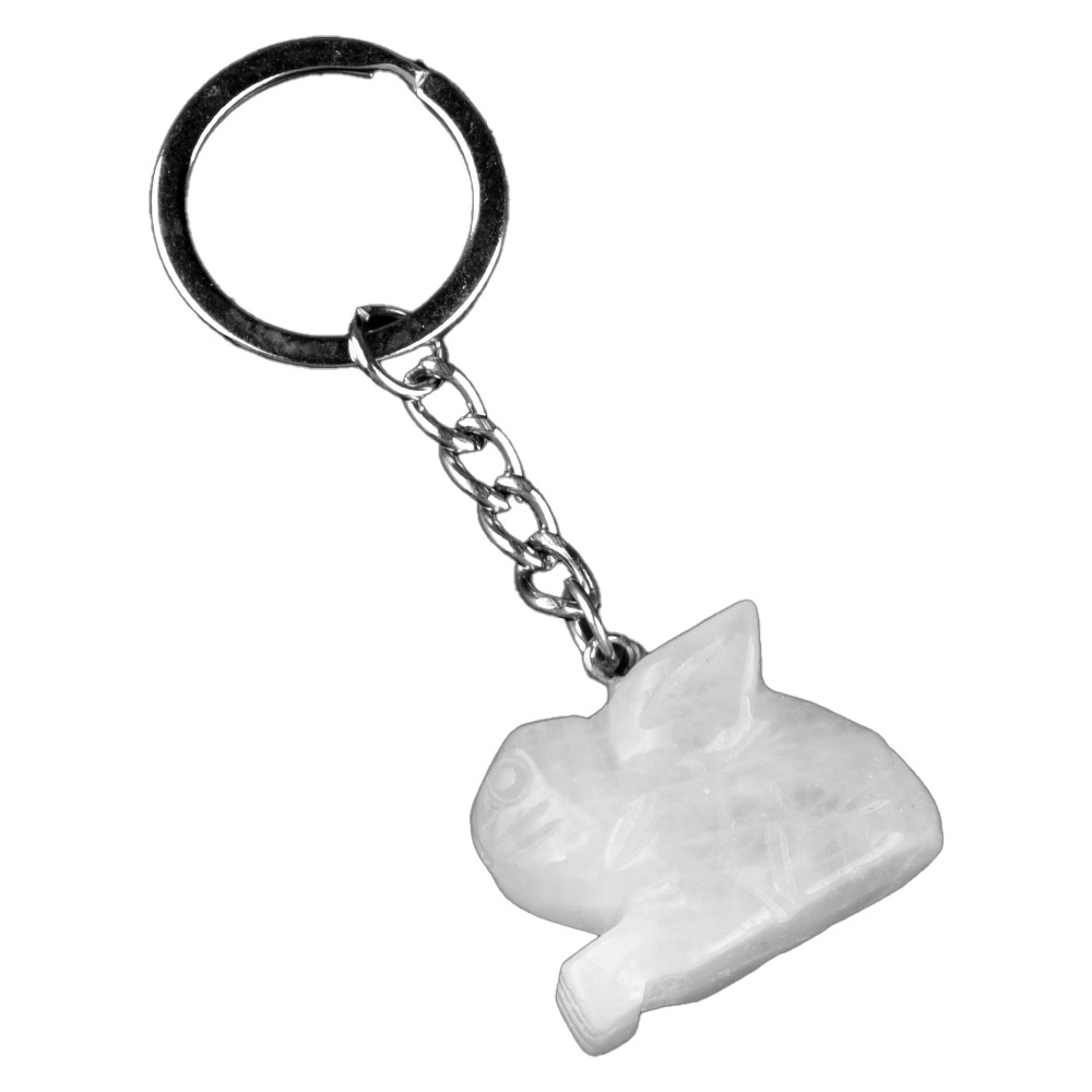Handmade Craved 1.0Inch Rabbit Gemstone Pendant keychain