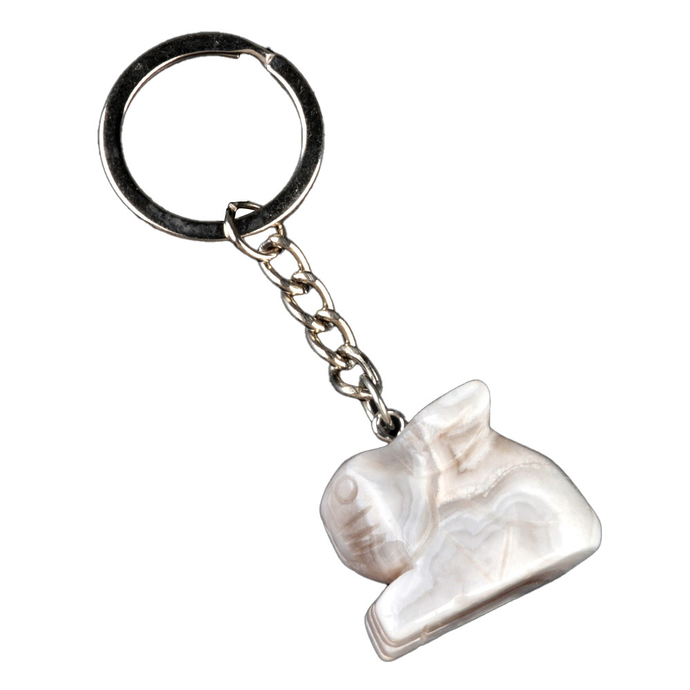 Handmade Craved 1.0Inch Rabbit Gemstone Pendant keychain