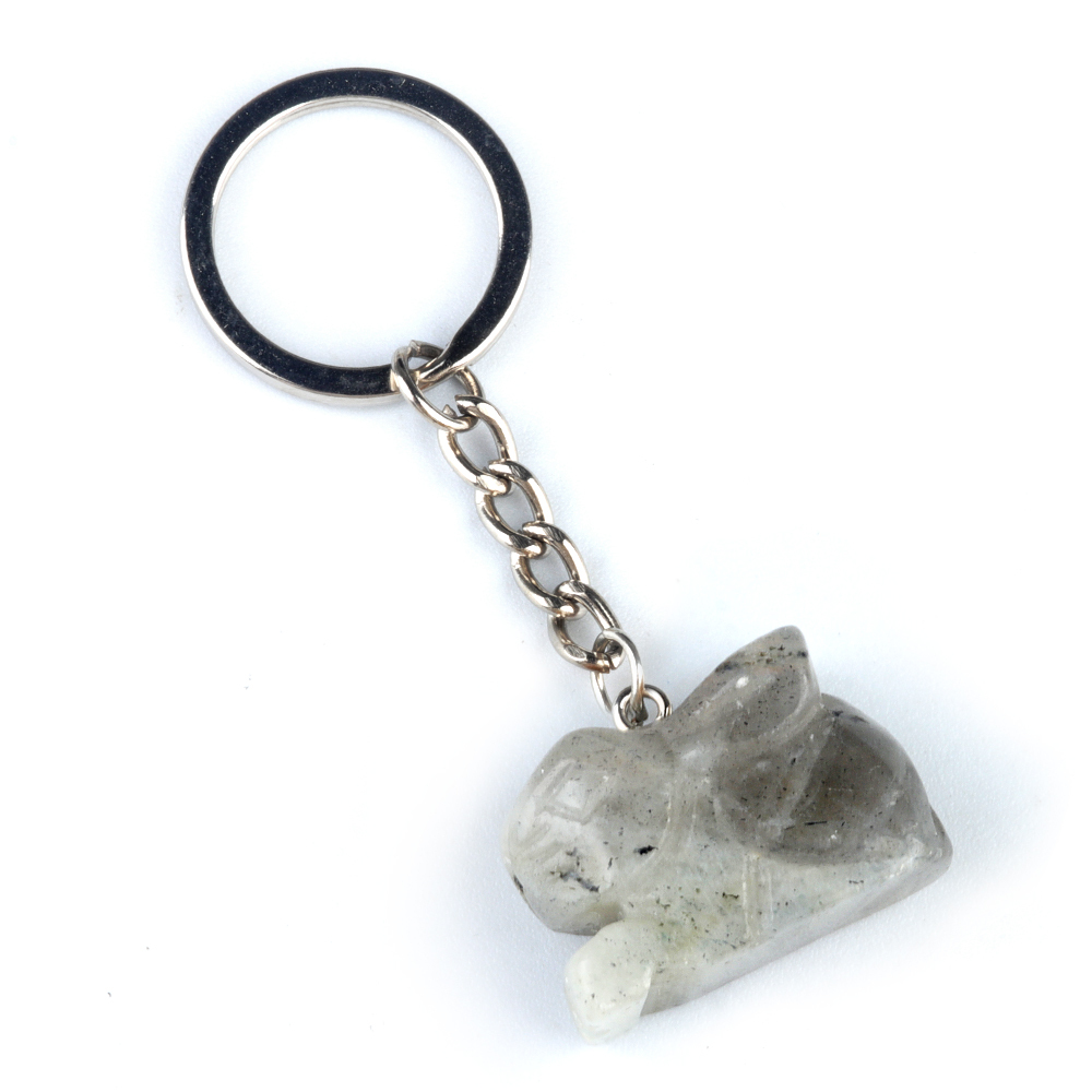 Handmade Craved 1.0Inch Rabbit Gemstone Pendant keychain