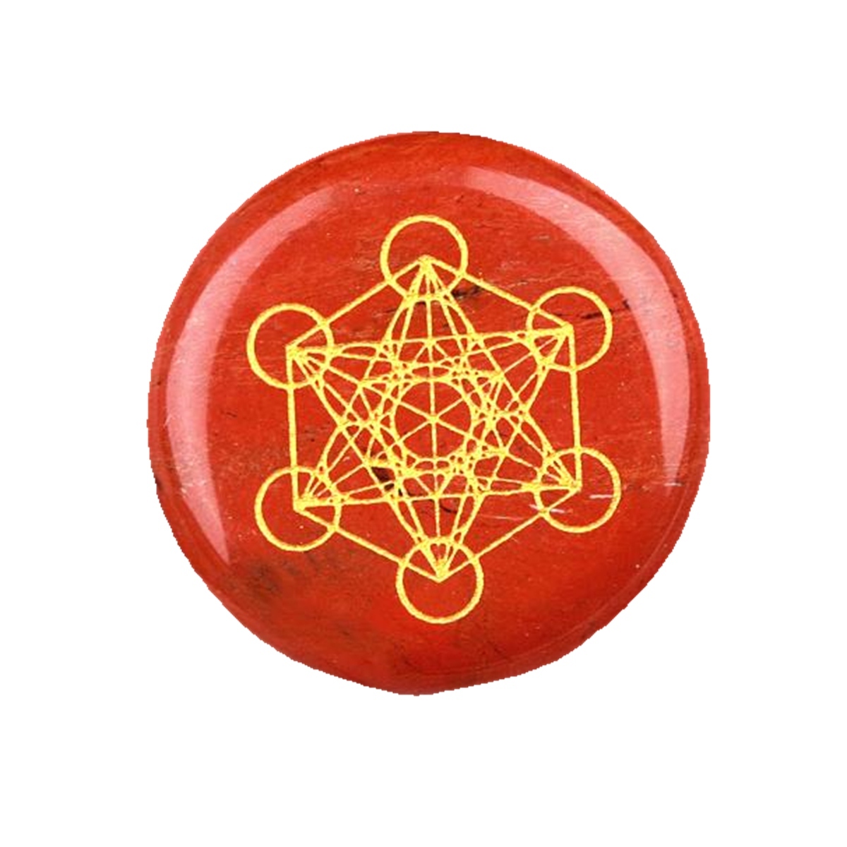Gemstone 25MM Circular Disc Mat Handmade Craved Pattern-Metatron's Cube For Home Decor