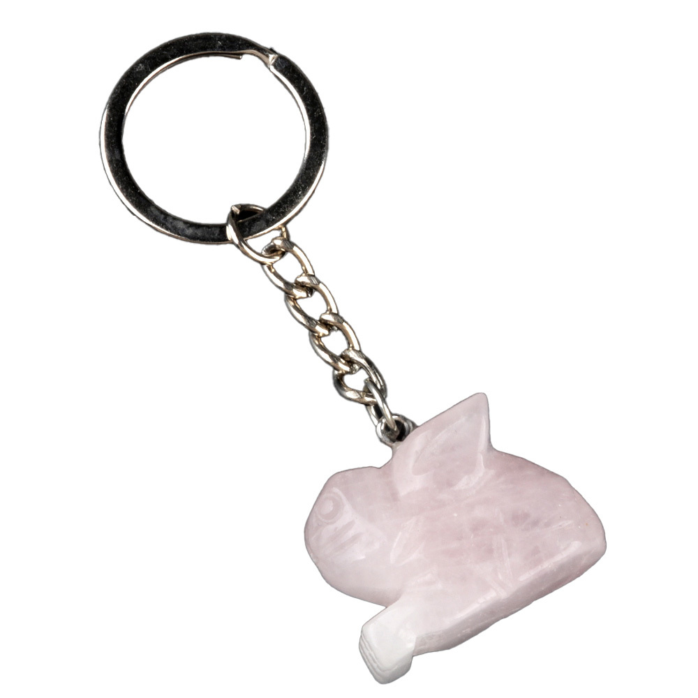Handmade Craved 1.0Inch Rabbit Gemstone Pendant keychain
