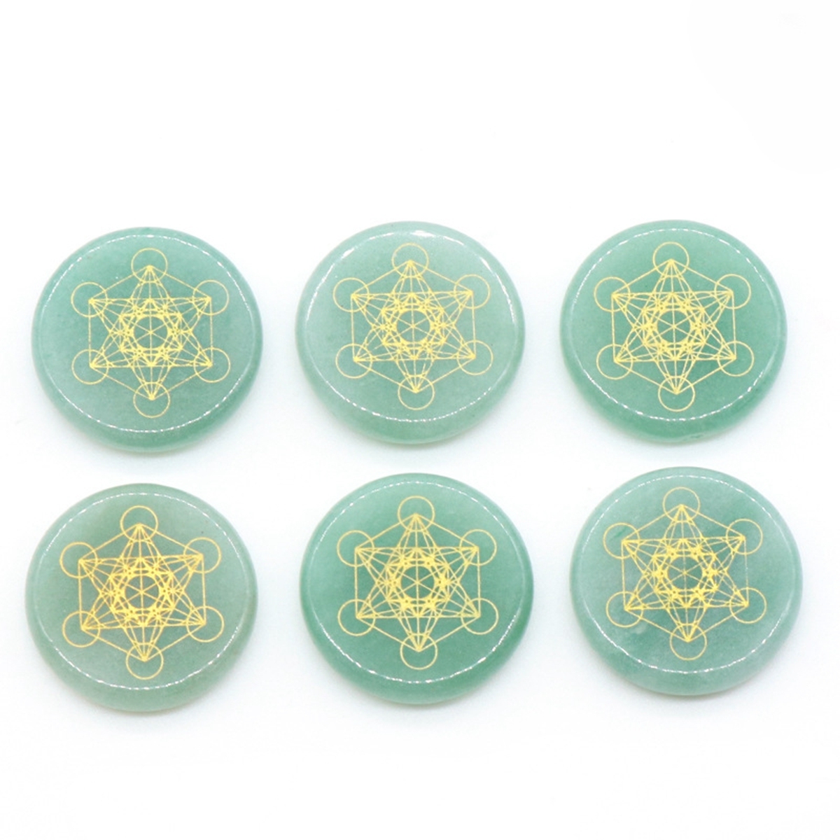 Gemstone 25MM Circular Disc Mat Handmade Craved Pattern-Taiji Bagua For Home Decor