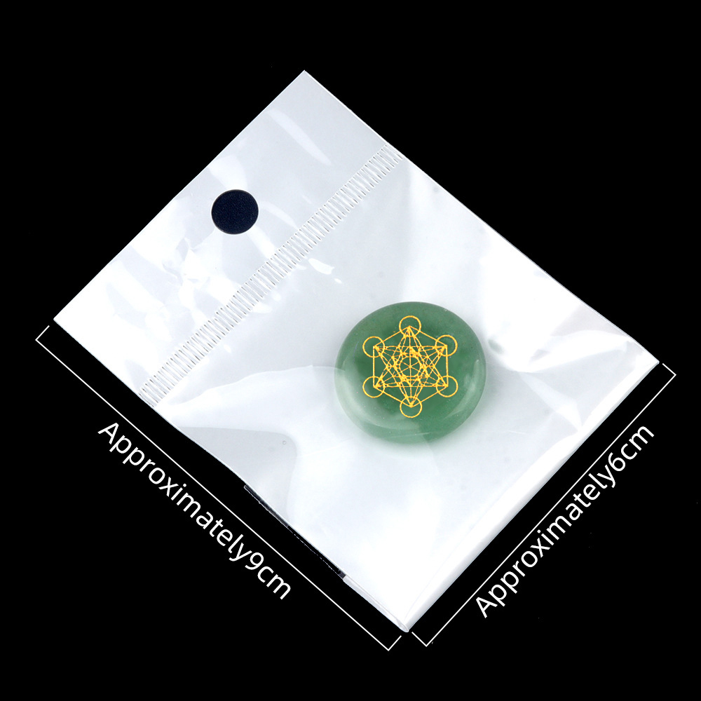 Gemstone 25MM Circular Disc Mat Handmade Craved Pattern-Metatron's Cube For Home Decor