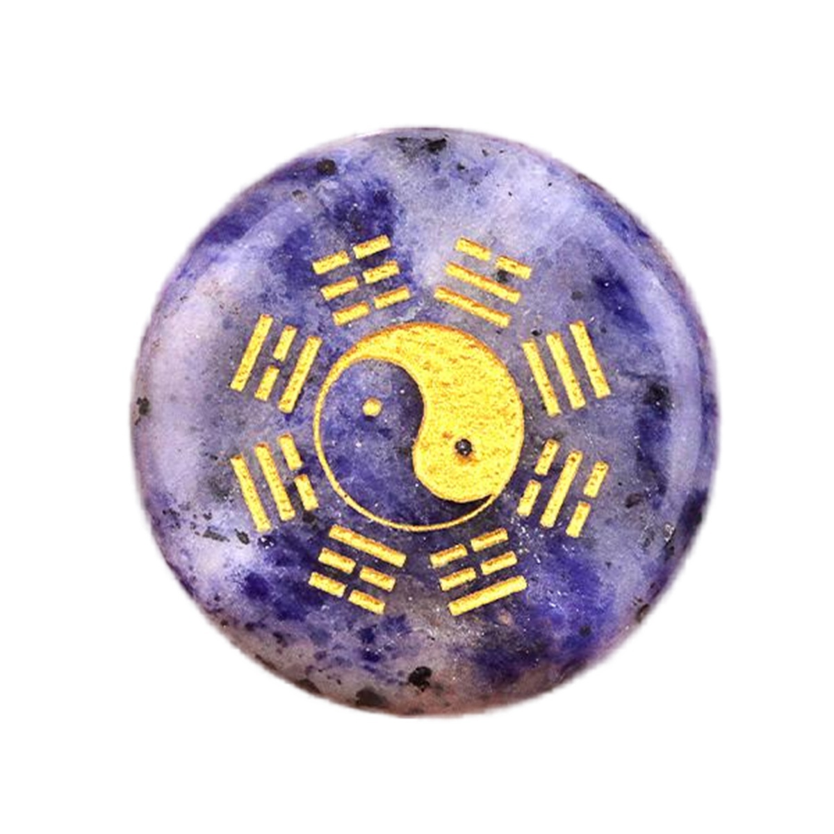 Gemstone 25MM Circular Disc Mat Handmade Craved Pattern-Metatron's Cube For Home Decor