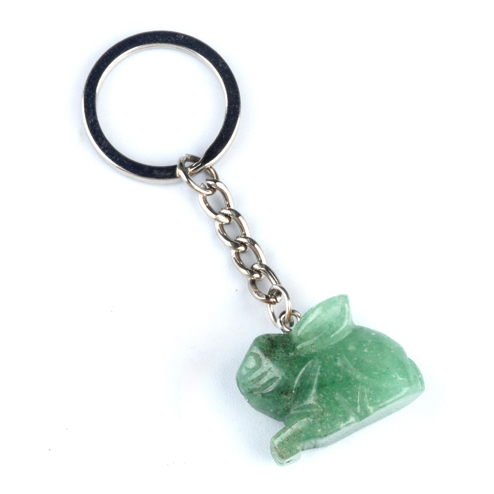Handmade Craved 1.0Inch Rabbit Gemstone Pendant keychain