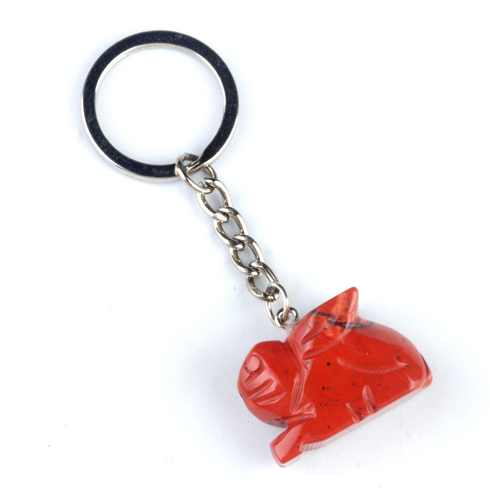 Handmade Craved 1.0Inch Rabbit Gemstone Pendant keychain