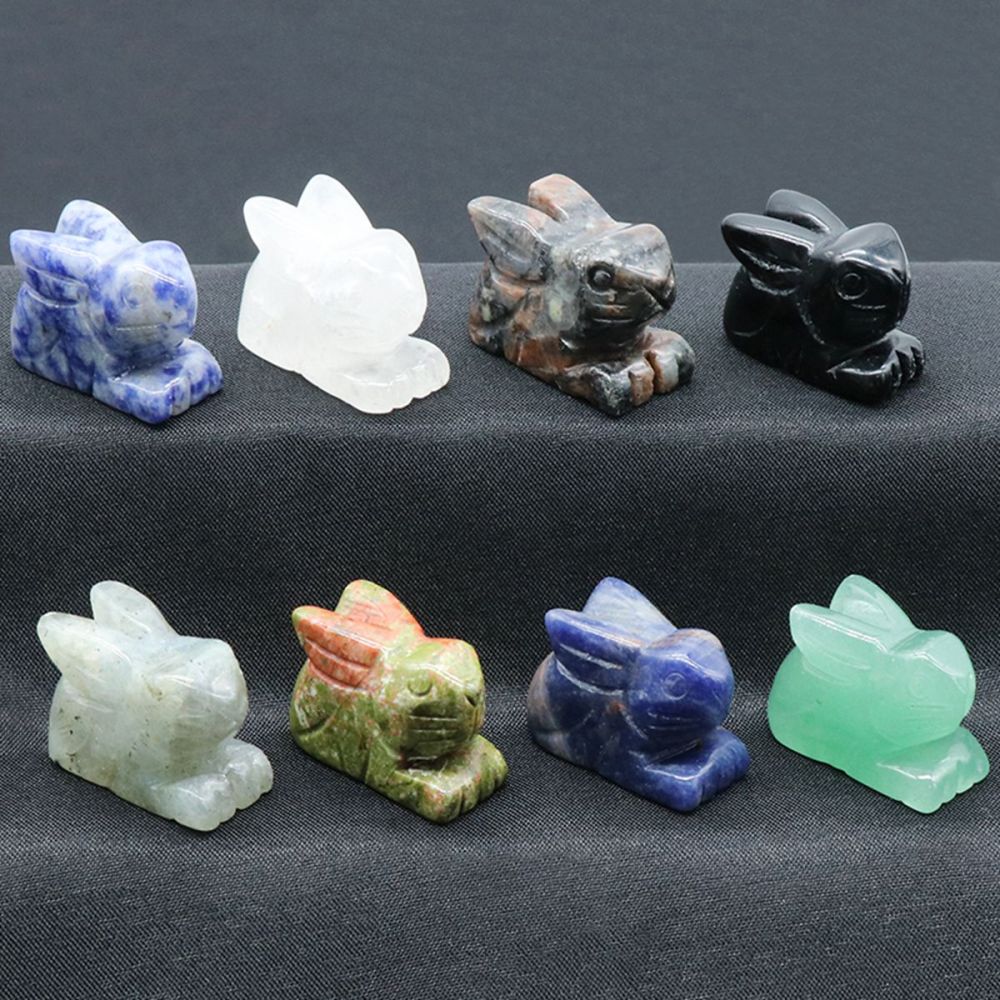 Handmade Craved  1.0Inch Rabbit Gemstone for Home Decor