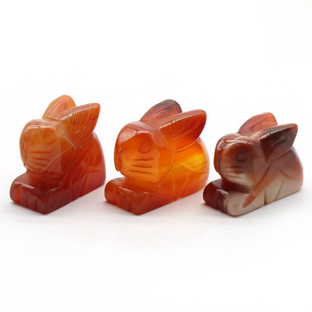 Handmade Craved  1.0Inch Rabbit Gemstone for Home Decor