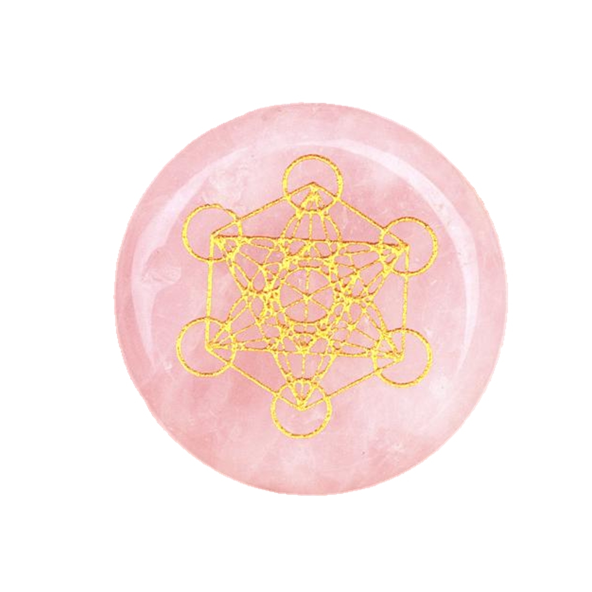 Gemstone 25MM Circular Disc Mat Handmade Craved Pattern-Metatron's Cube For Home Decor