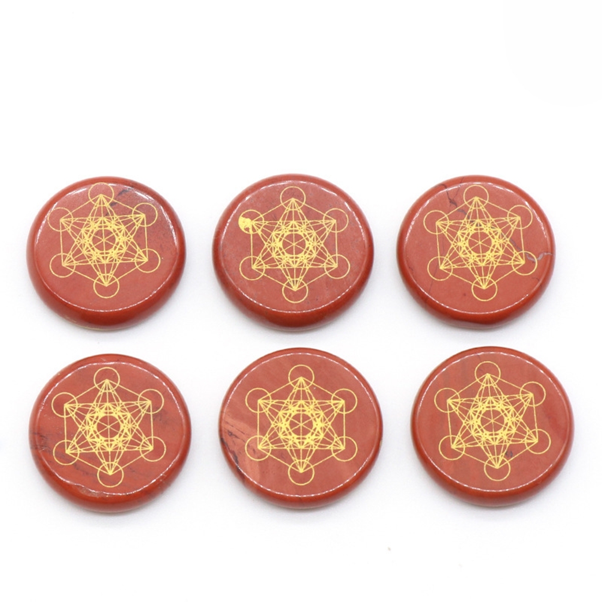 Gemstone 25MM Circular Disc Mat Handmade Craved Pattern-Taiji Bagua For Home Decor