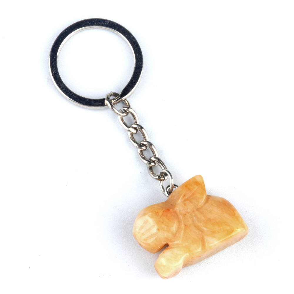 Handmade Craved 1.0Inch Rabbit Gemstone Pendant keychain