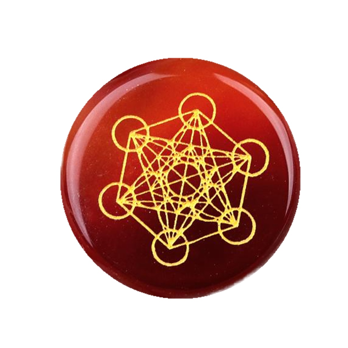 Gemstone 25MM Circular Disc Mat Handmade Craved Pattern-Metatron's Cube For Home Decor