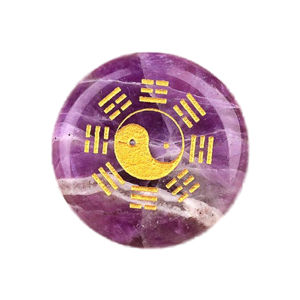 Gemstone 25MM Circular Disc Mat Handmade Craved Pattern-Taiji Bagua For Home Decor