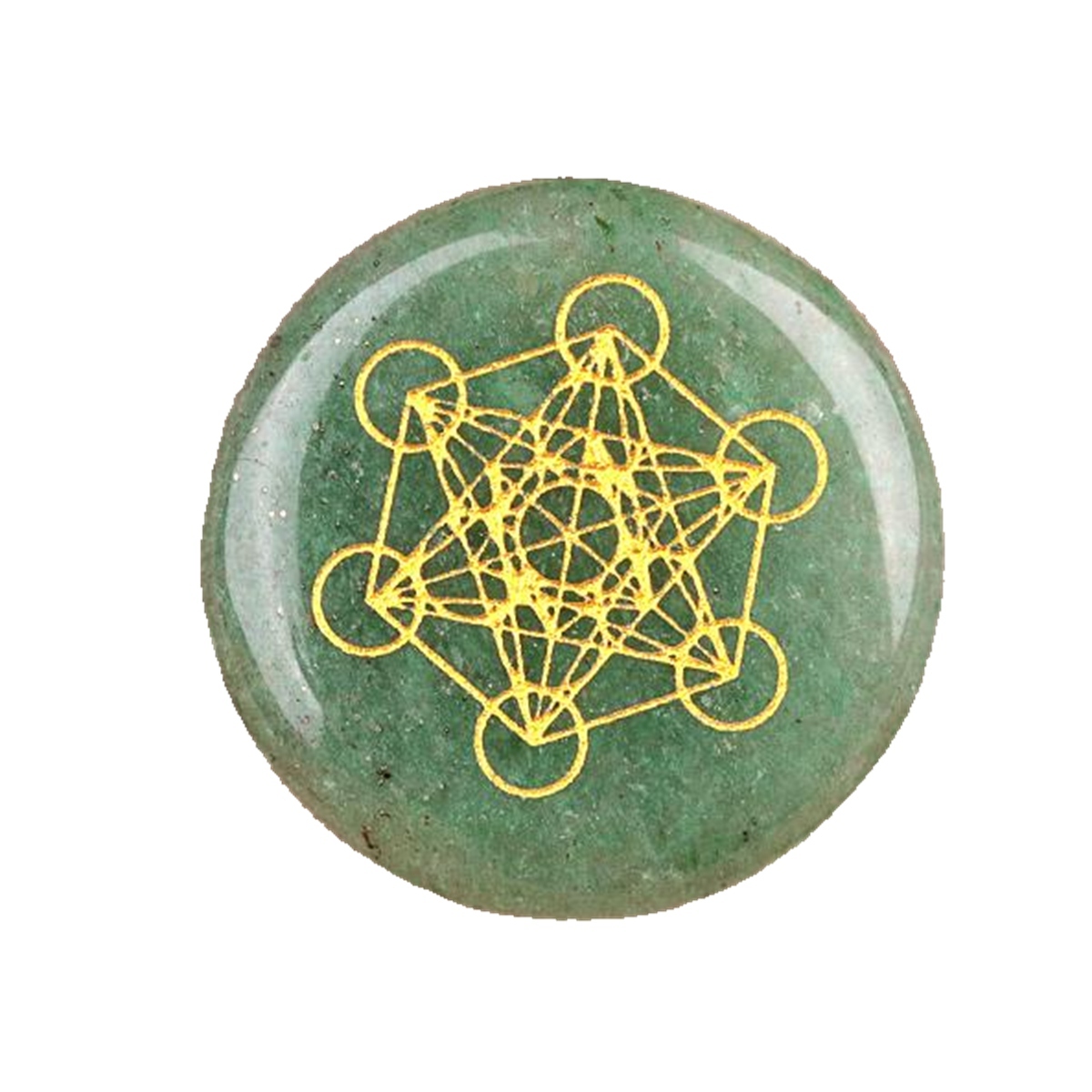 Gemstone 25MM Circular Disc Mat Handmade Craved Pattern-Metatron's Cube For Home Decor