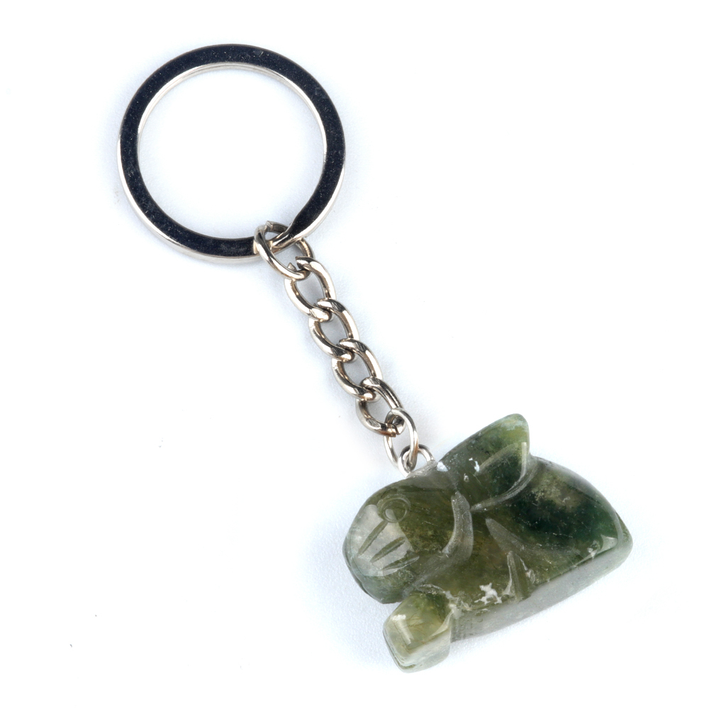 Handmade Craved 1.0Inch Rabbit Gemstone Pendant keychain