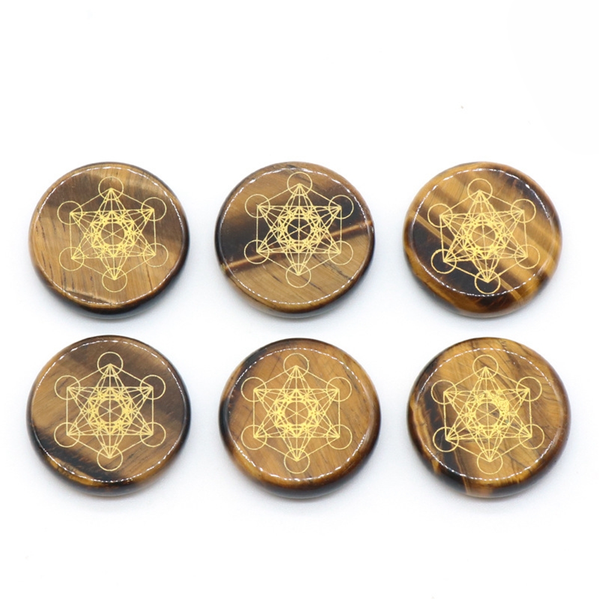 Gemstone 25MM Circular Disc Mat Handmade Craved Pattern-Taiji Bagua For Home Decor