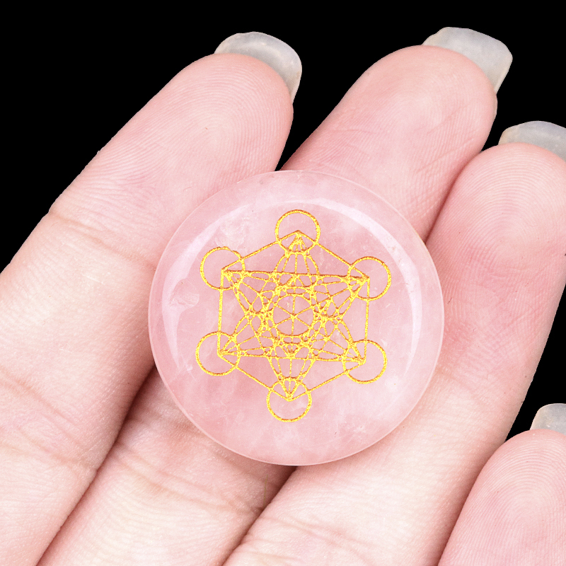 Gemstone 25MM Circular Disc Mat Handmade Craved Pattern-Taiji Bagua For Home Decor