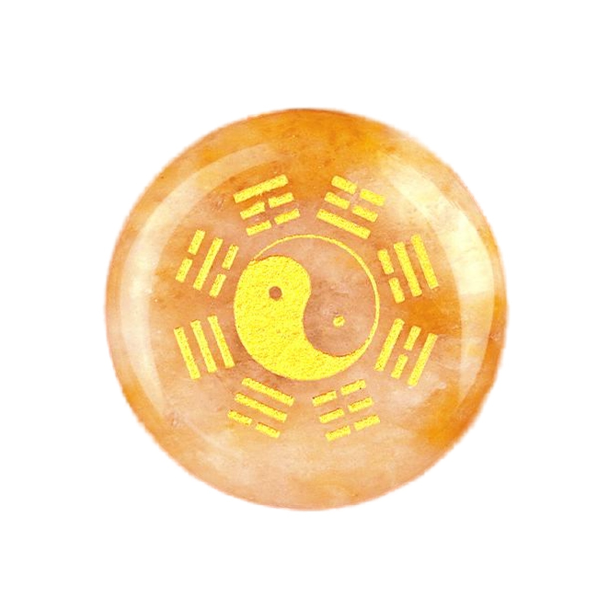Gemstone 25MM Circular Disc Mat Handmade Craved Pattern-Taiji Bagua For Home Decor