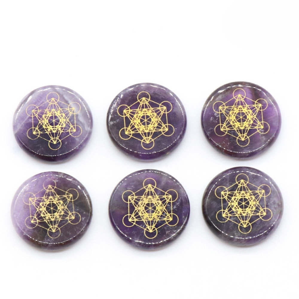 Gemstone 25MM Circular Disc Mat Handmade Craved Pattern-Taiji Bagua For Home Decor