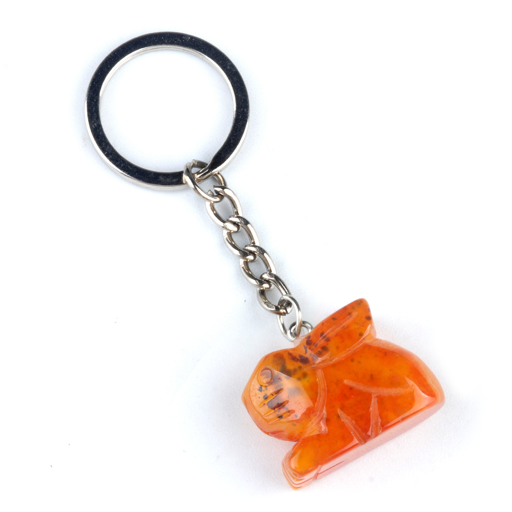 Handmade Craved 1.0Inch Rabbit Gemstone Pendant keychain