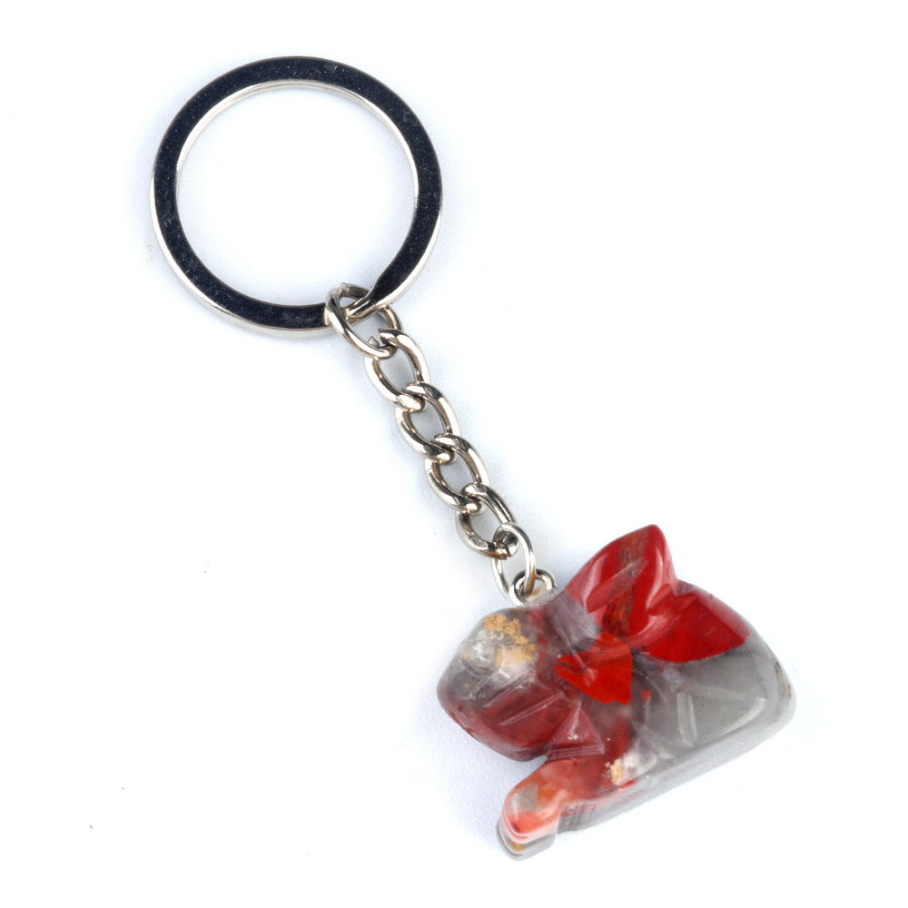 Handmade Craved 1.0Inch Rabbit Gemstone Pendant keychain