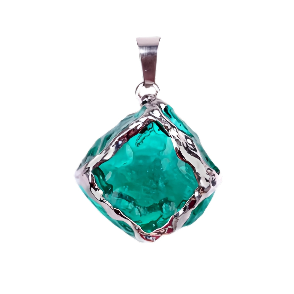 Glass Crystal Cube Pendant Necklace 45CM Black Cord