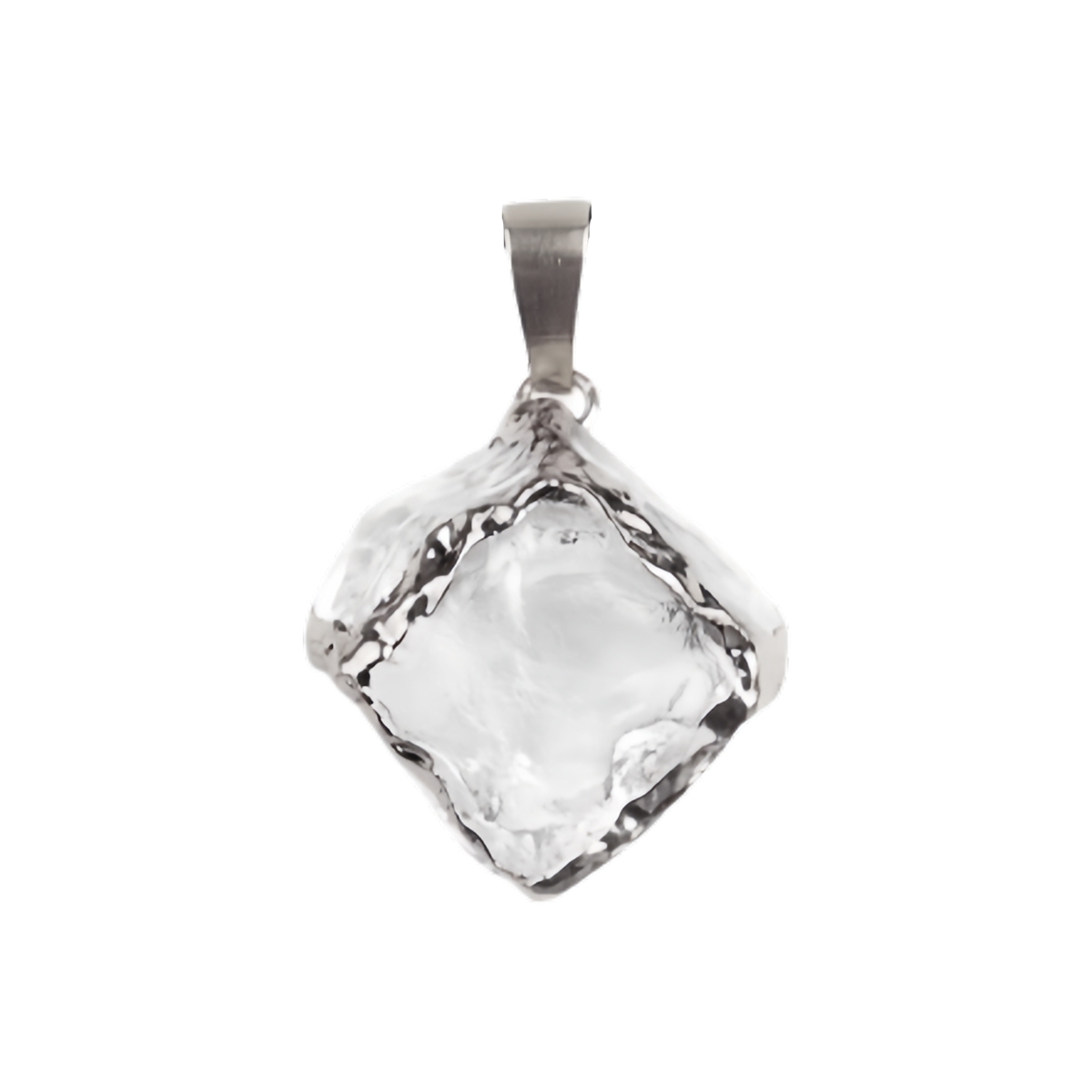 Glass Crystal Cube Pendant Necklace 45CM Black Cord
