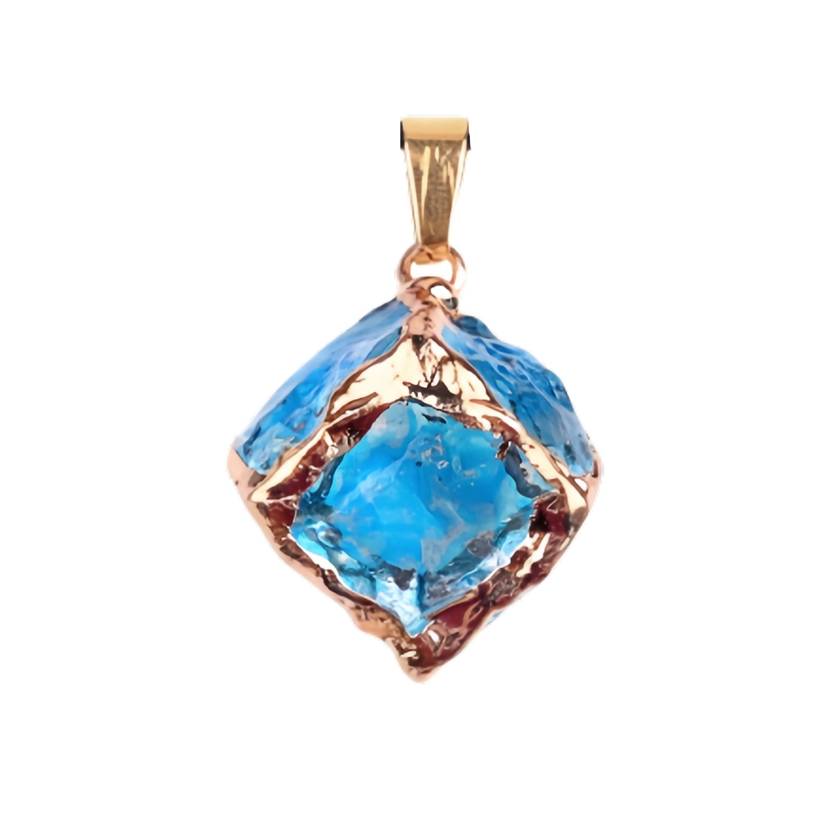 Glass Crystal Cube Pendant Necklace 45CM Black Cord