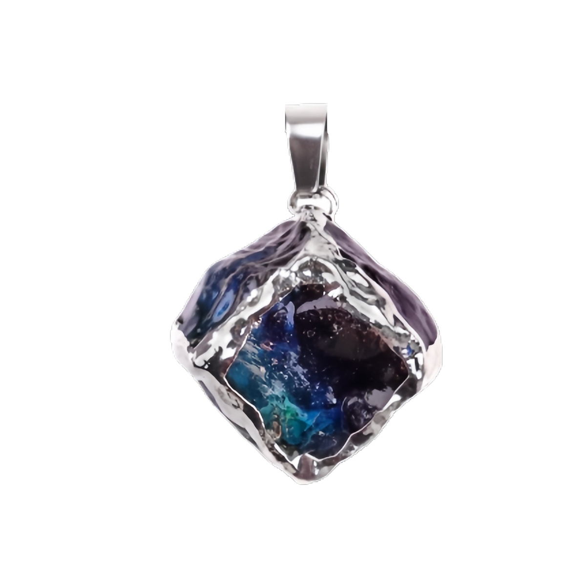 Glass Crystal Cube Pendant Necklace 45CM Black Cord