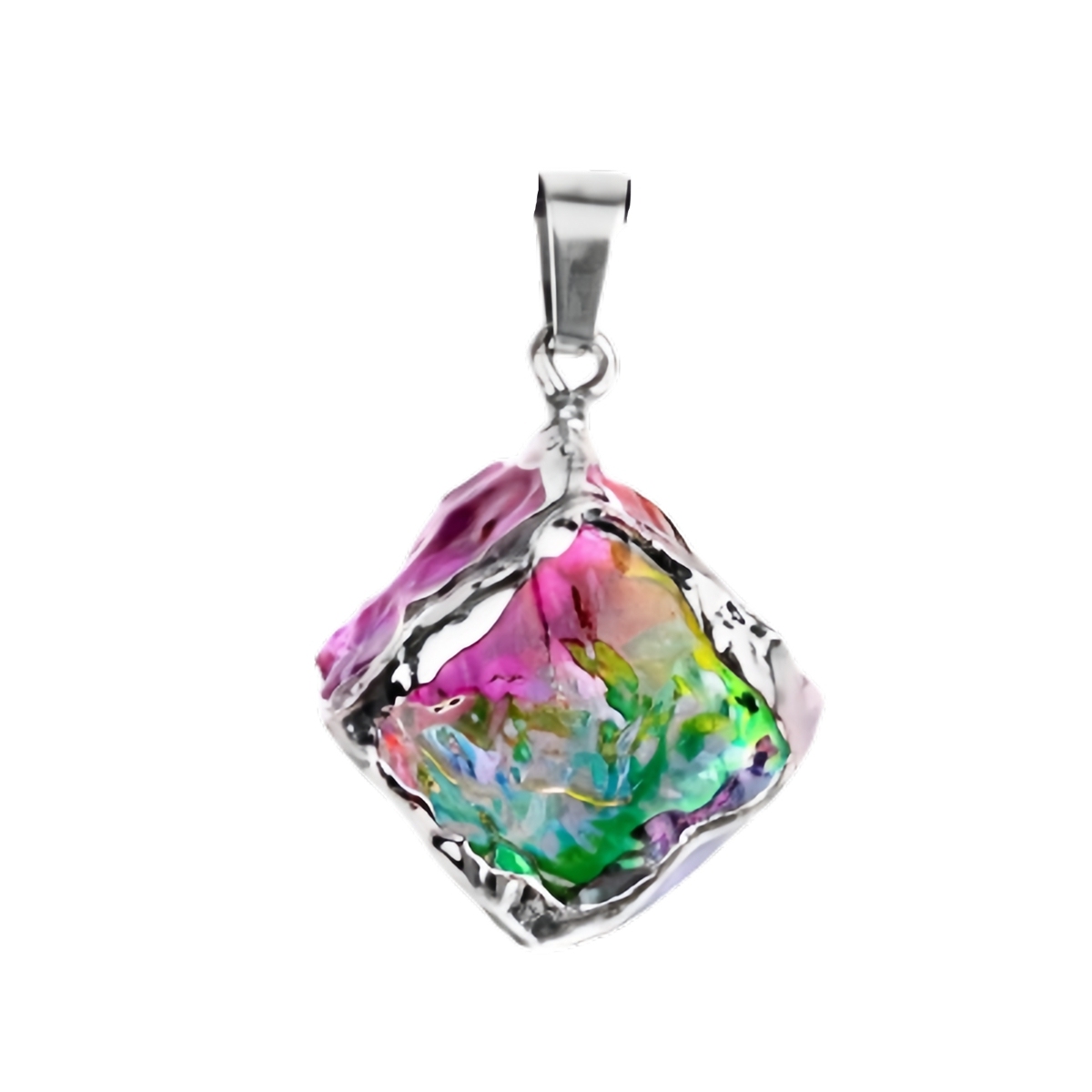 Glass Crystal Cube Pendant Necklace 45CM Black Cord
