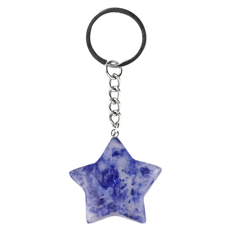 Gemstone 30MM Star Pendant Keychain