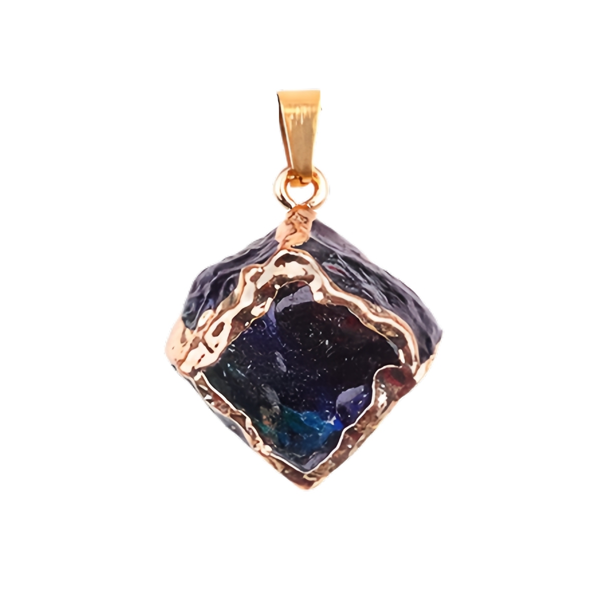 Glass Crystal Cube Pendant Necklace 45CM Black Cord