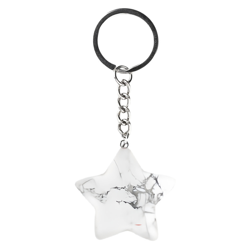 Gemstone 30MM Star Pendant Keychain
