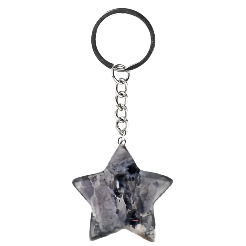 Gemstone 30MM Star Pendant Keychain