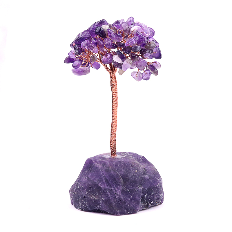 Raw Gemstone Reiki Healing Crystal Tree Life Base Copper Wire Spiritual Meditation Energy Room Office Desk Decor Gifts