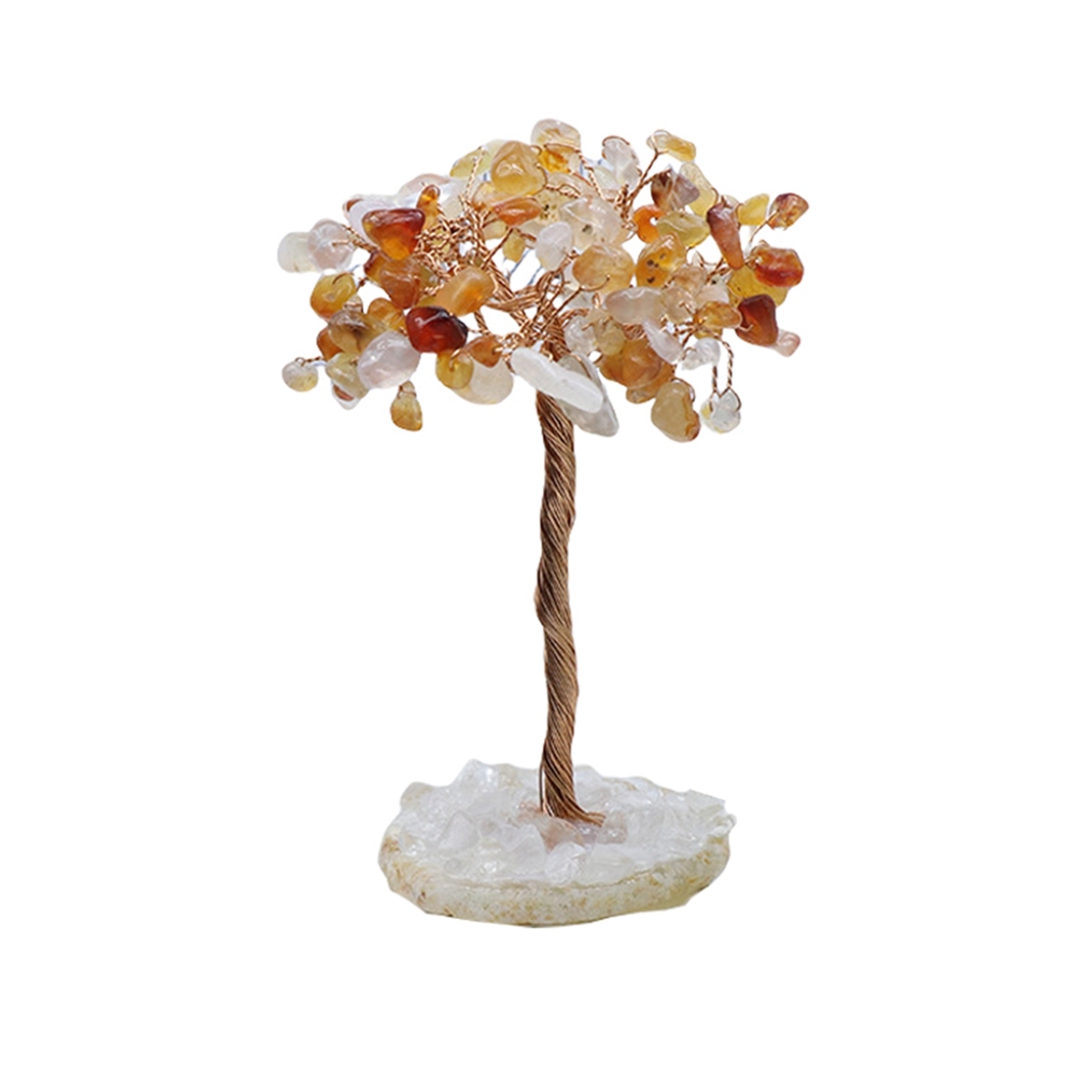 Raw Gemstone Tree Life Agate Base Copper Wire Spiritual Meditation Energy Room Office Desk Decor Gifts