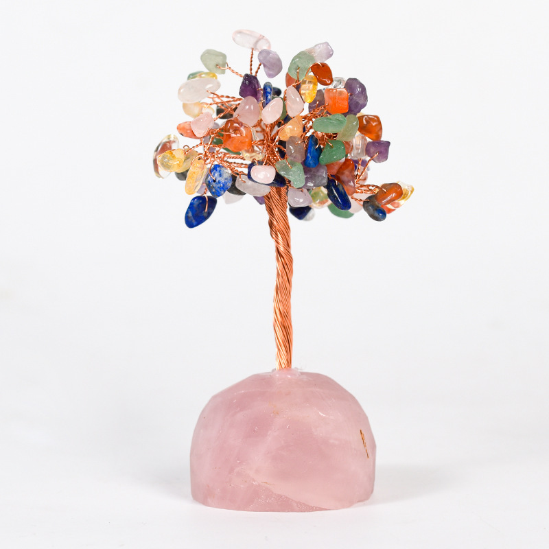 7 Chakra Raw Stone Reiki Healing Crystal Tree Life Gemstone Base Copper Wire Spiritual Meditation Energy Room Office Desk Decor Gifts