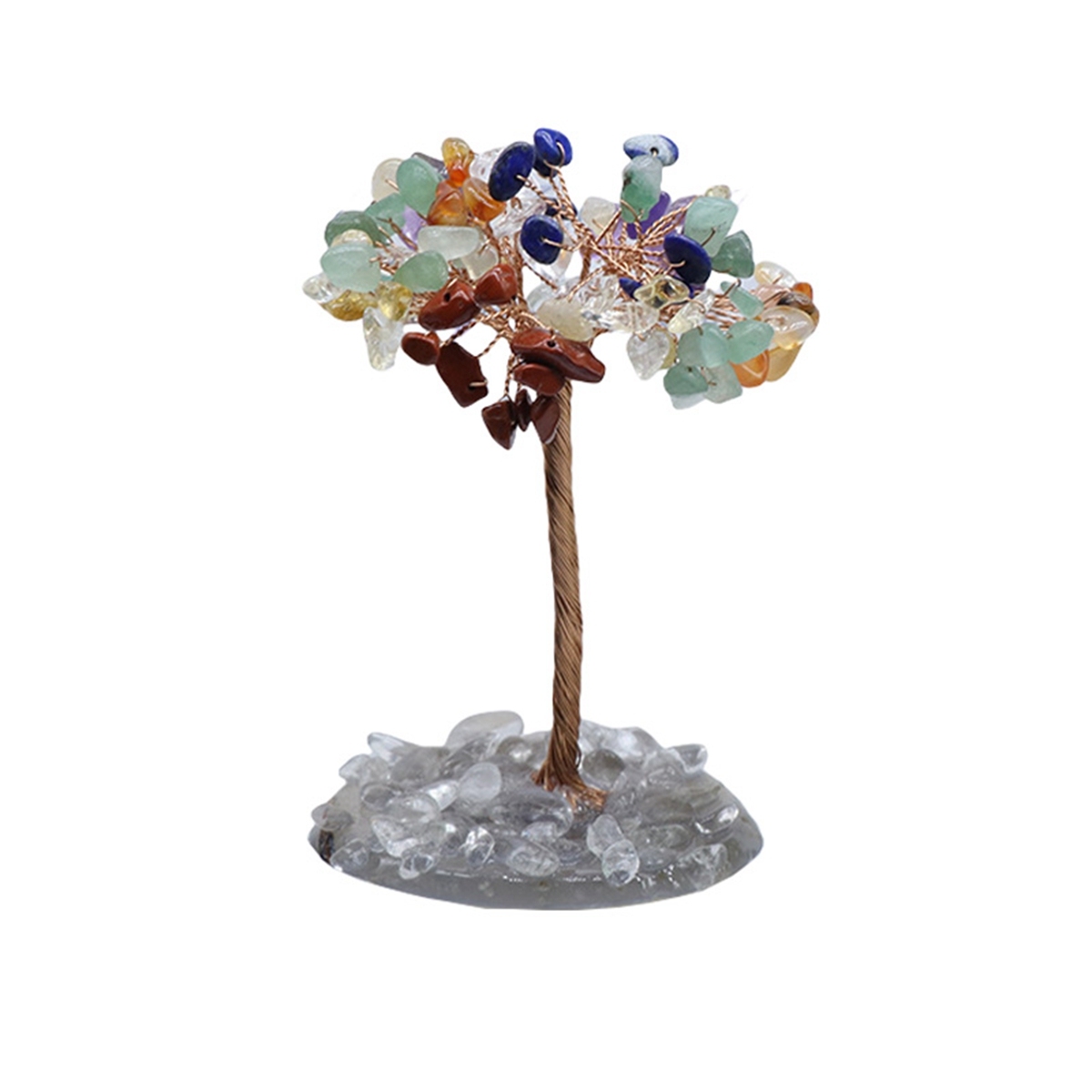 Raw Gemstone Tree Life Agate Base Copper Wire Spiritual Meditation Energy Room Office Desk Decor Gifts