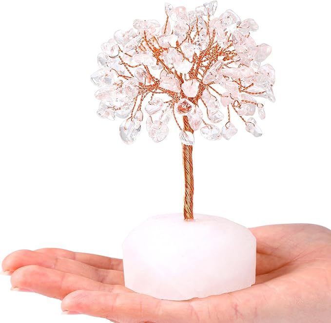 Raw Gemstone Reiki Healing Crystal Tree Life Base Copper Wire Spiritual Meditation Energy Room Office Desk Decor Gifts