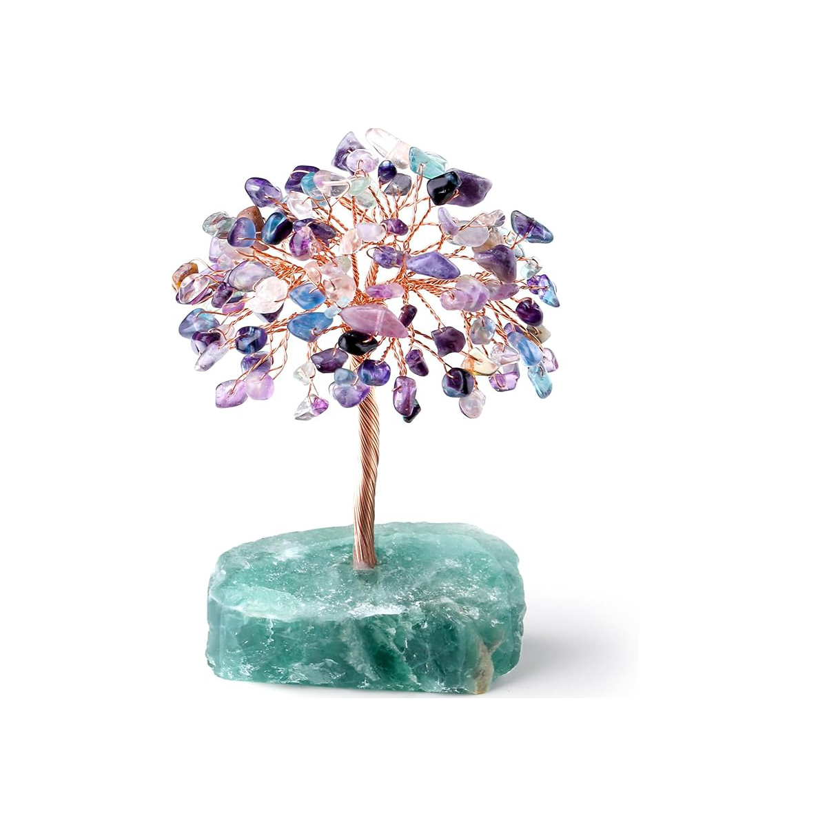 Raw Gemstone Reiki Healing Crystal Tree Life Base Copper Wire Spiritual Meditation Energy Room Office Desk Decor Gifts
