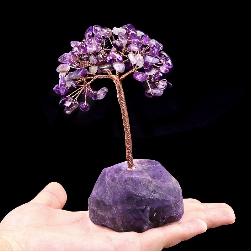 Raw Gemstone Reiki Healing Crystal Tree Life Base Copper Wire Spiritual Meditation Energy Room Office Desk Decor Gifts