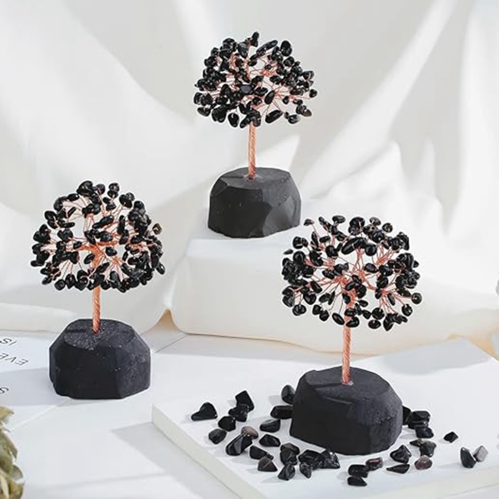 Raw Gemstone Reiki Healing Crystal Tree Life Base Copper Wire Spiritual Meditation Energy Room Office Desk Decor Gifts